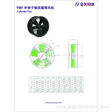 500mm External Rotor Blowing Cylinder Axial Fan